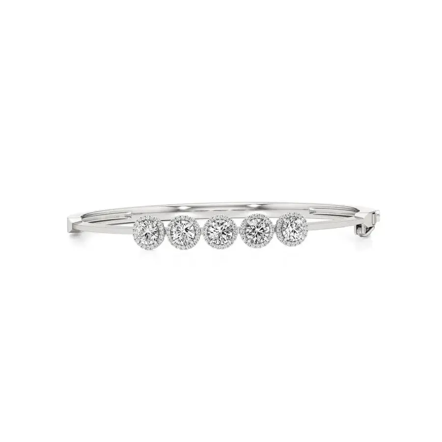 Rime Oval Bangle Elegant Halo Bracelet