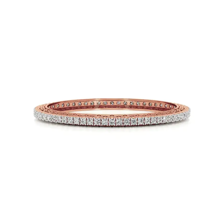 Lattice Round Bangle Tennis Bracelet, 6.8 ct