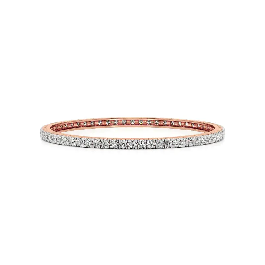 Lattice Round Bangle Tennis Bracelet, 6.4 ct