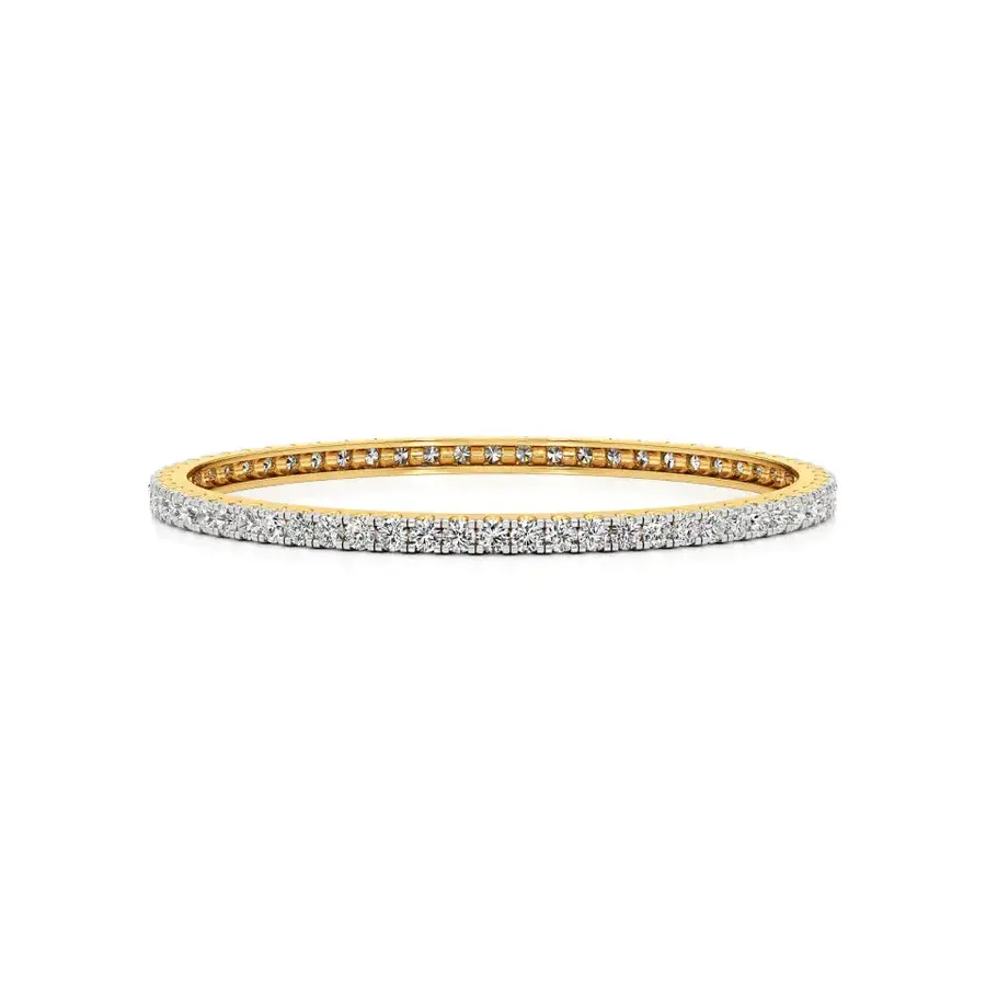 Lattice Round Bangle Tennis Bracelet, 6.4 ct