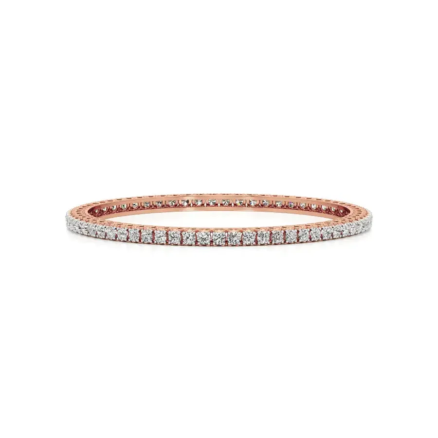 Lattice Round Bangle Tennis Bracelet, 6.5 ct