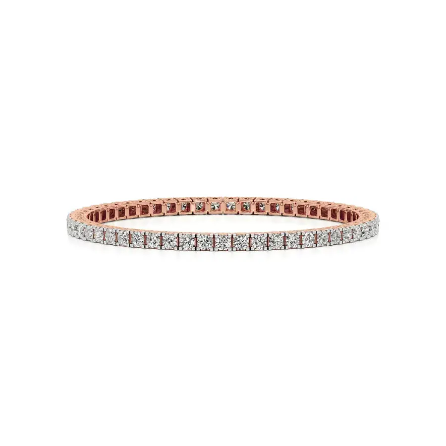 Lattice Round Bangle Tennis Bracelet, 8.2 ct