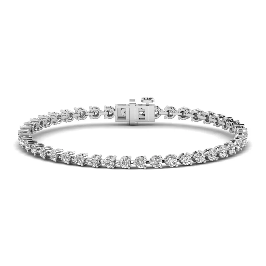 Lattice Round Three-Prong Tennis Bracelet