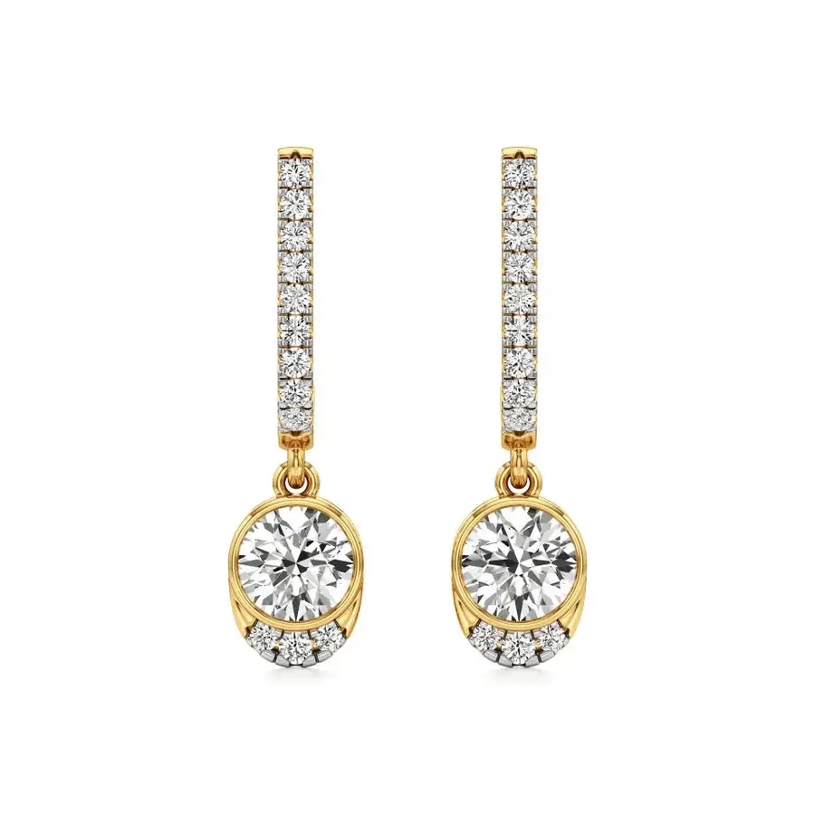 Firn Round Dangle Earrings, 1.22 ct