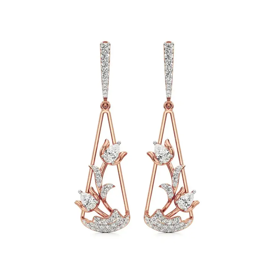 Firn Round Dangle Earrings, 1.2 ct