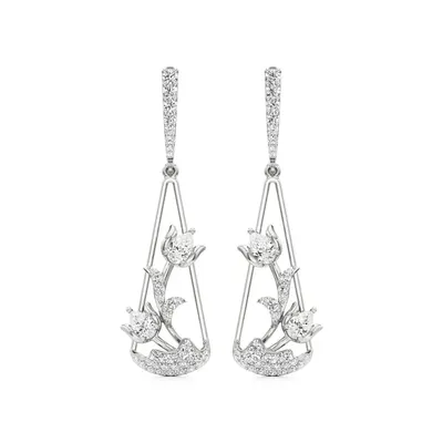 Firn Round Dangle Earrings, 1.2 ct