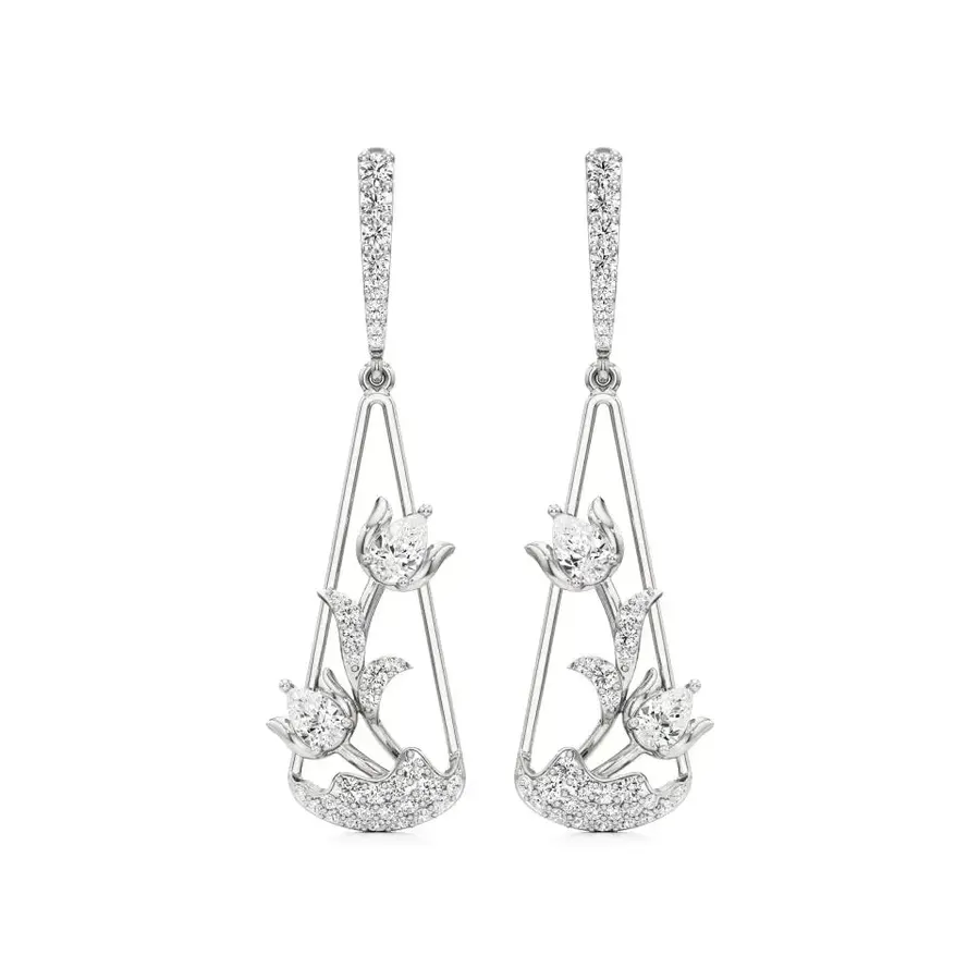 Firn Round Dangle Earrings, 1.2 ct