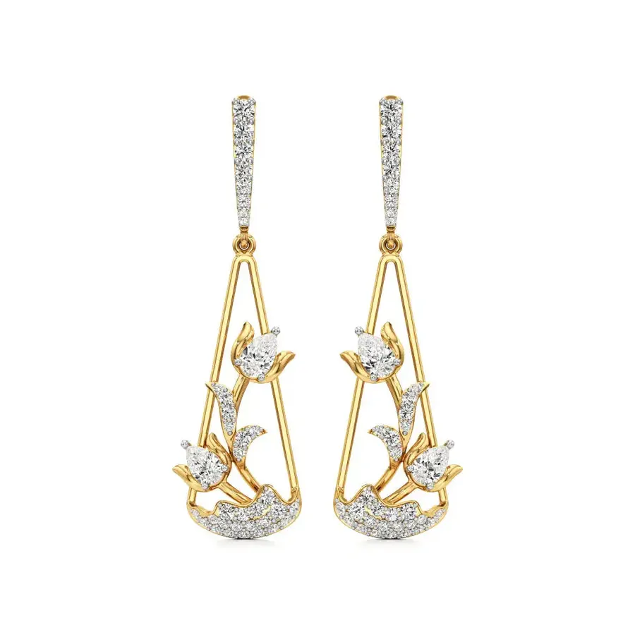 Firn Round Dangle Earrings, 1.2 ct