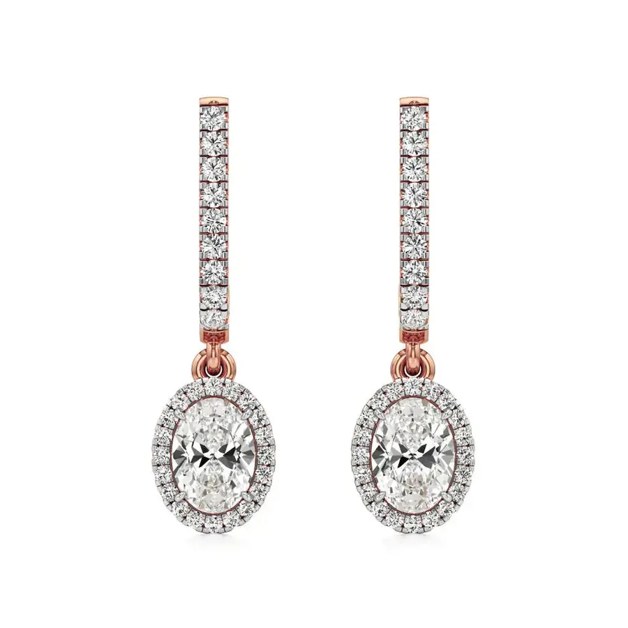 Rime Round Dangle Halo Earrings, 1.32 ct