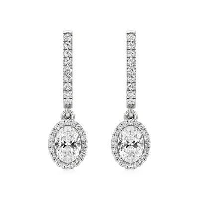 Rime Round Dangle Halo Earrings, 1.32 ct