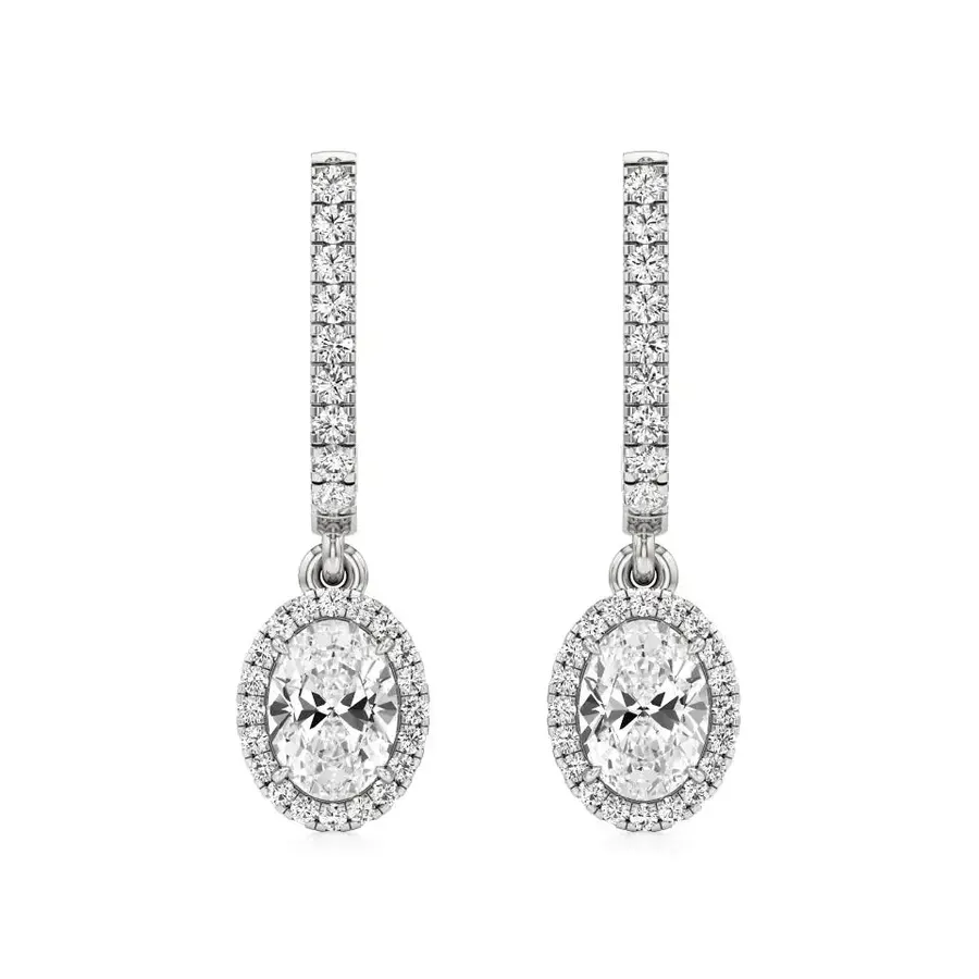 Rime Round Dangle Halo Earrings, 1.32 ct