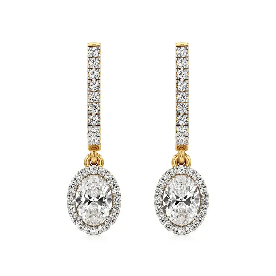 Rime Round Dangle Halo Earrings, 1.32 ct