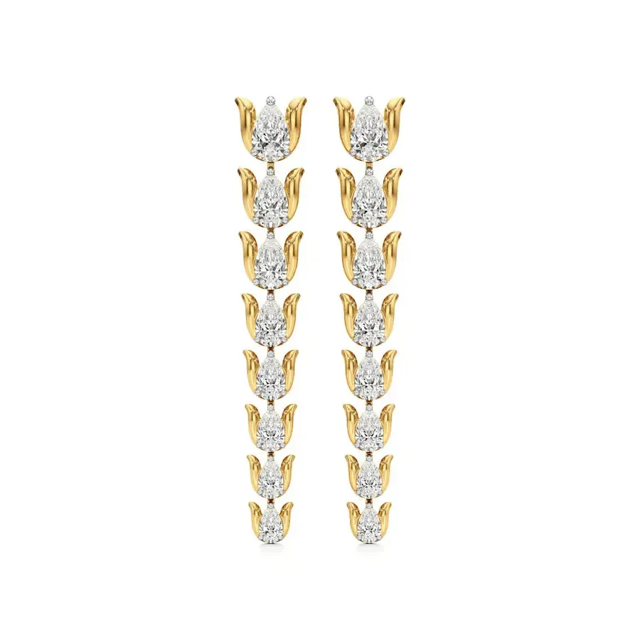 Firn Pear Dangle Earrings, 3.85 ct