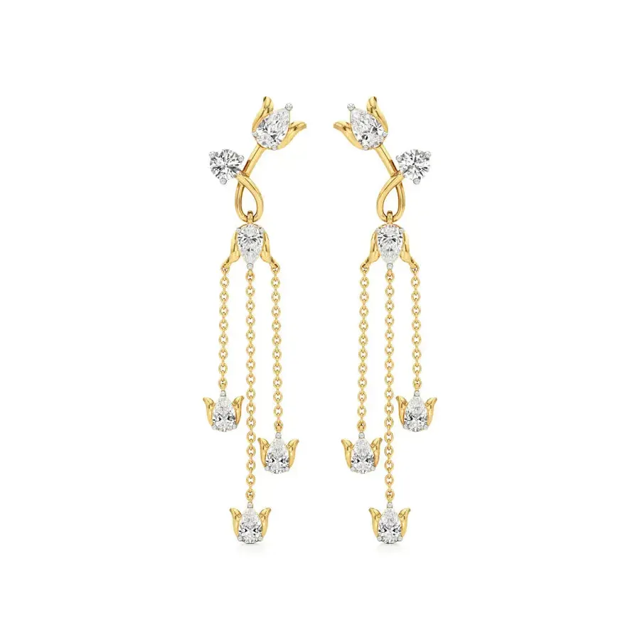 Firn Round Dangle Halo Earrings