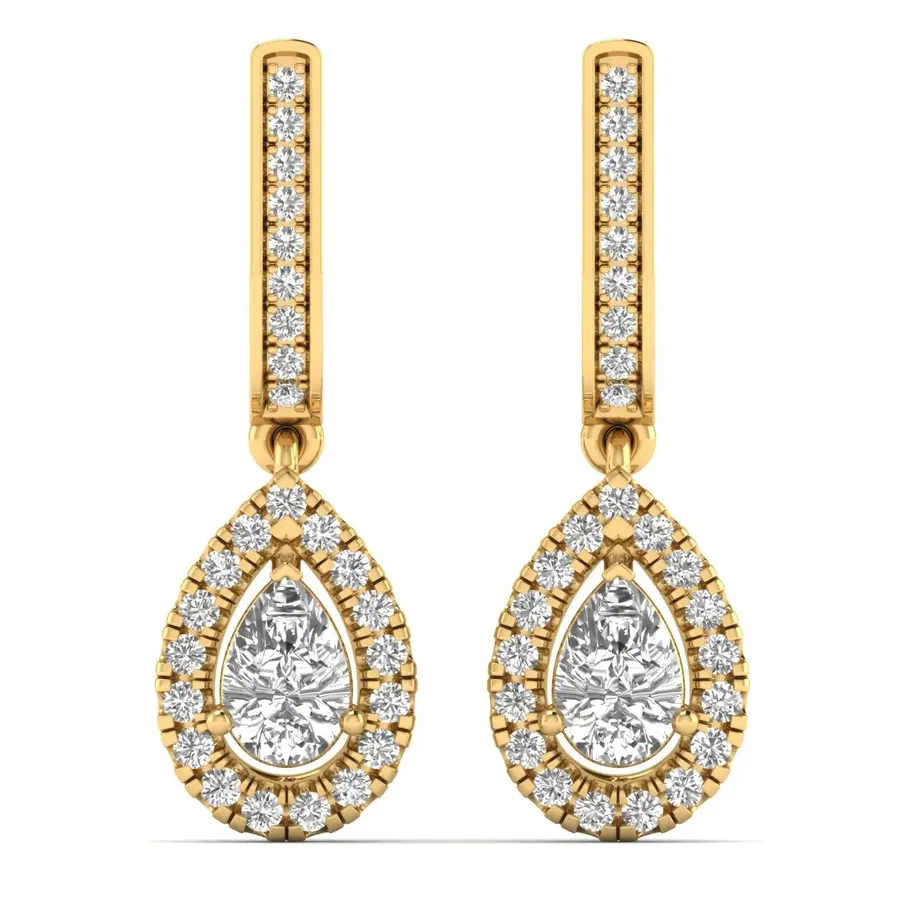 Firn Round Drop Earrings, 1.08 ct