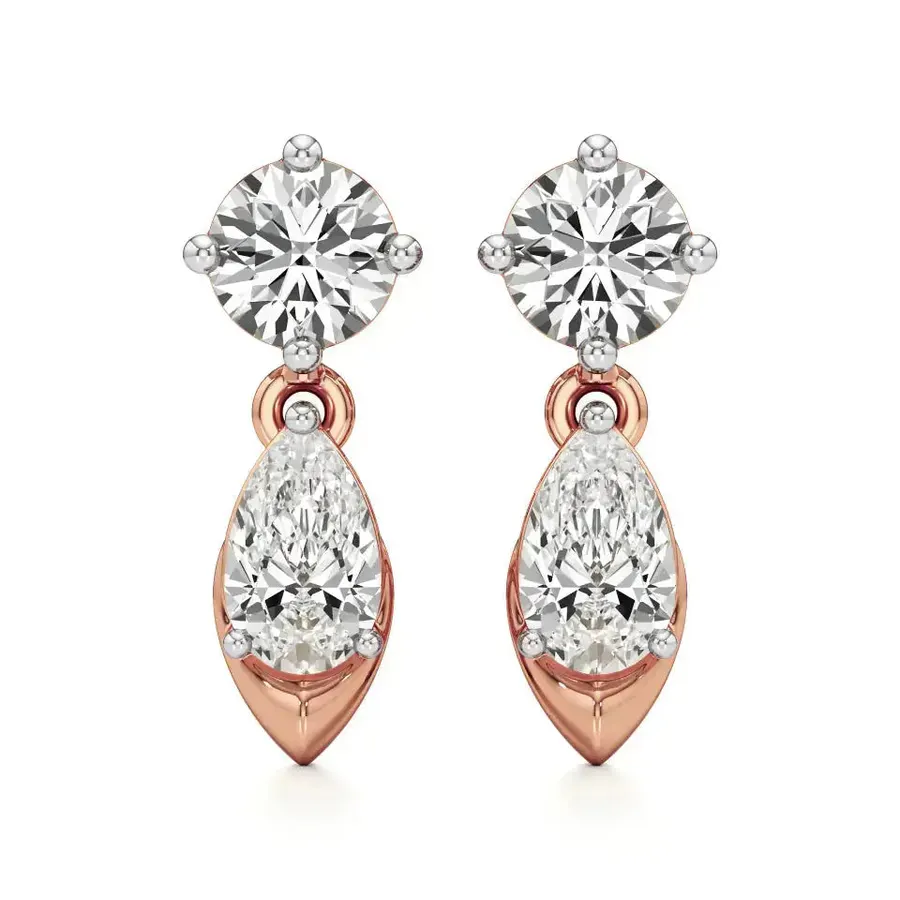 Firn Round Drop Halo Earrings