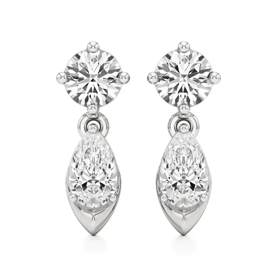 Firn Round Drop Halo Earrings