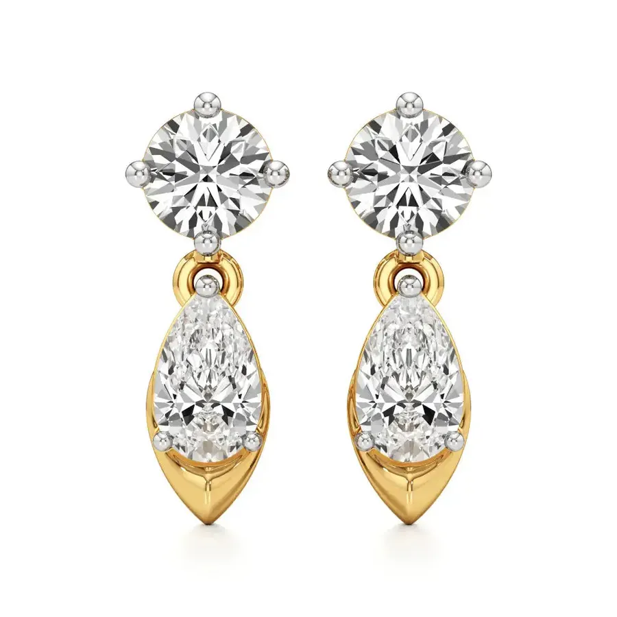 Firn Round Drop Halo Earrings