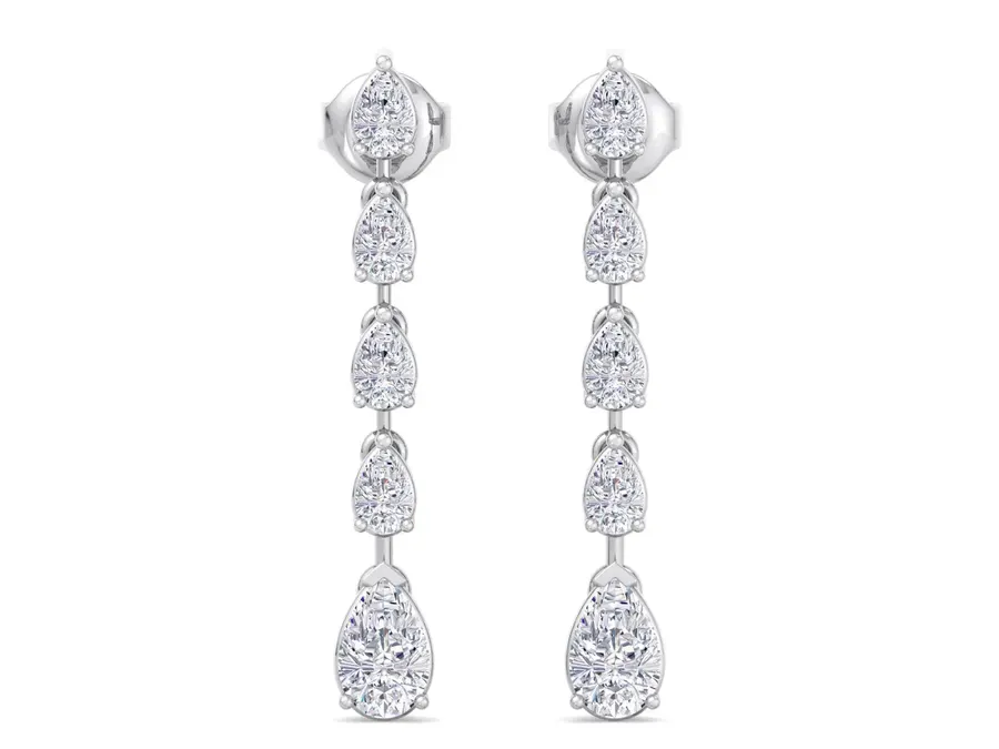 Firn Pear Halo Stud Earrings