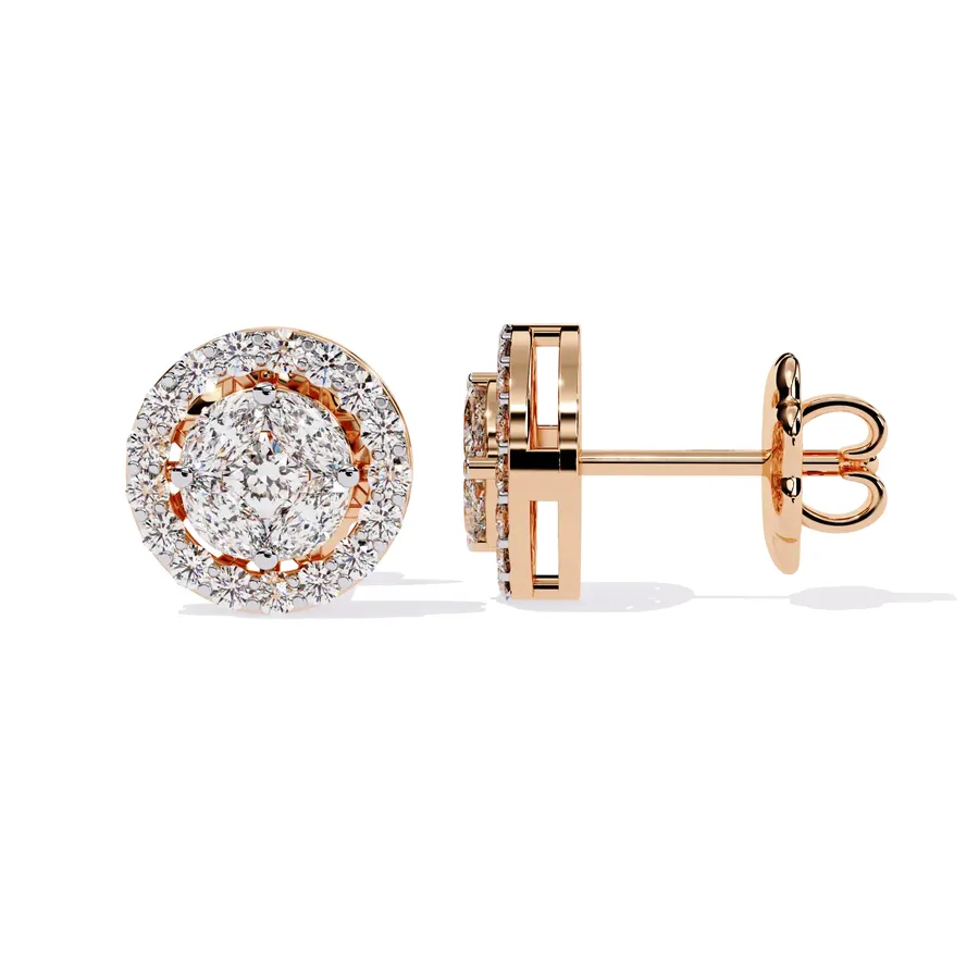 Rime Round Cluster Halo Earrings, 1.51 ct