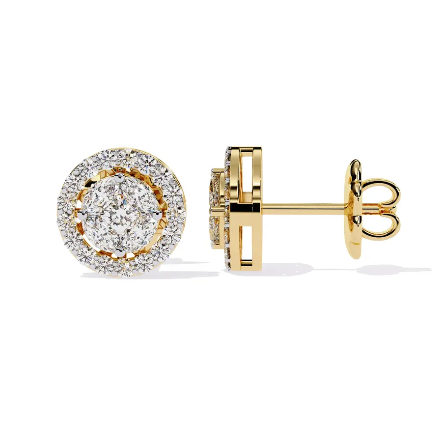 Rime Round Cluster Halo Earrings, 1.51 ct