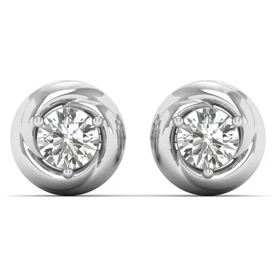 Firn Round Solitaire Stud Earrings