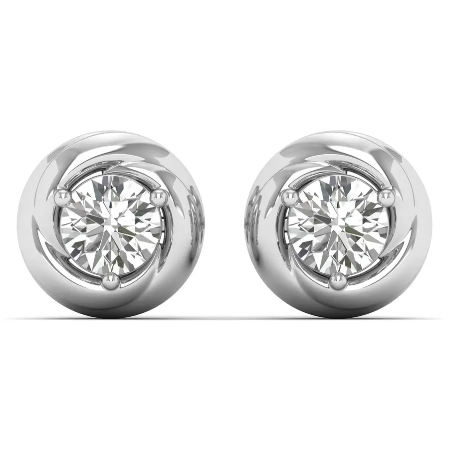Firn Round Solitaire Stud Earrings
