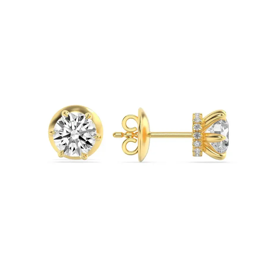 Rime Round Hidden Halo Halo Earrings