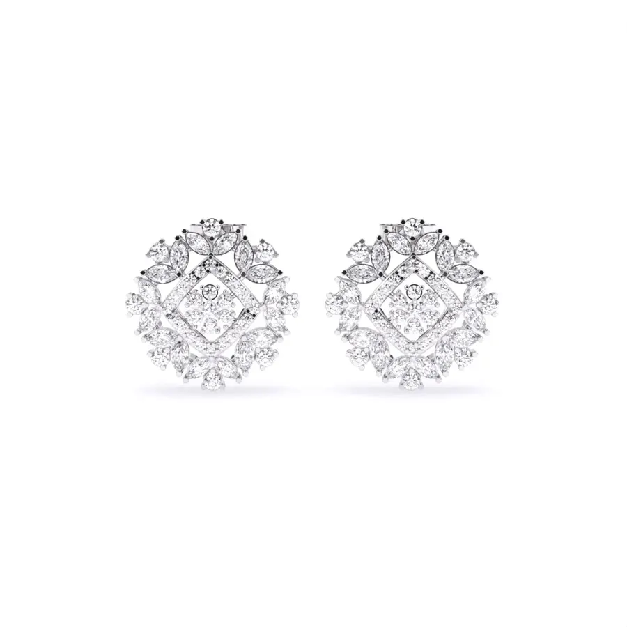 Firn Cluster Stud Earrings, 1.59 ct
