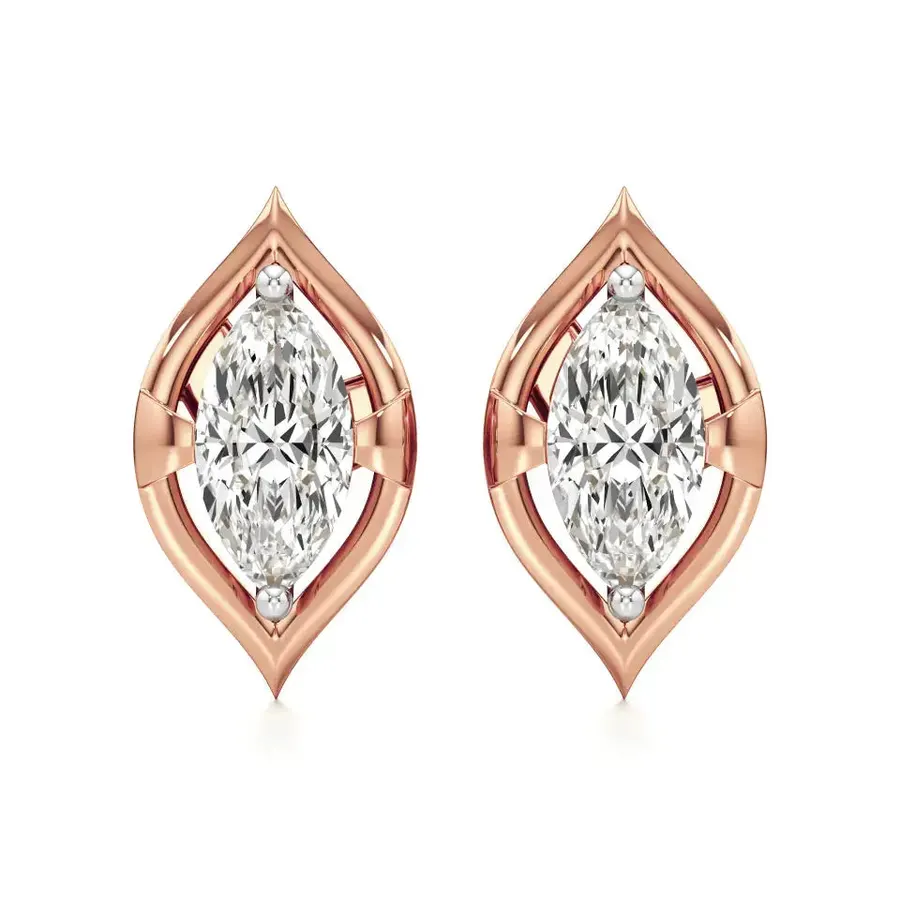 Firn Marquise Solitaire Stud Earrings, 1 ct