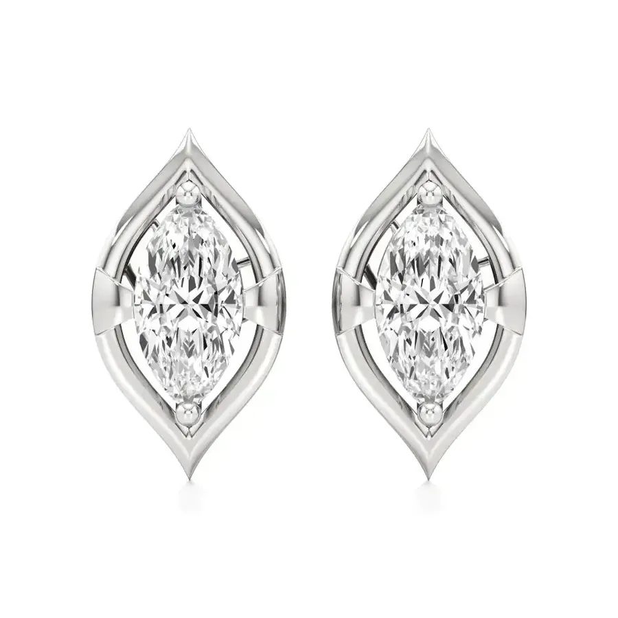 Firn Marquise Solitaire Stud Earrings, 1 ct