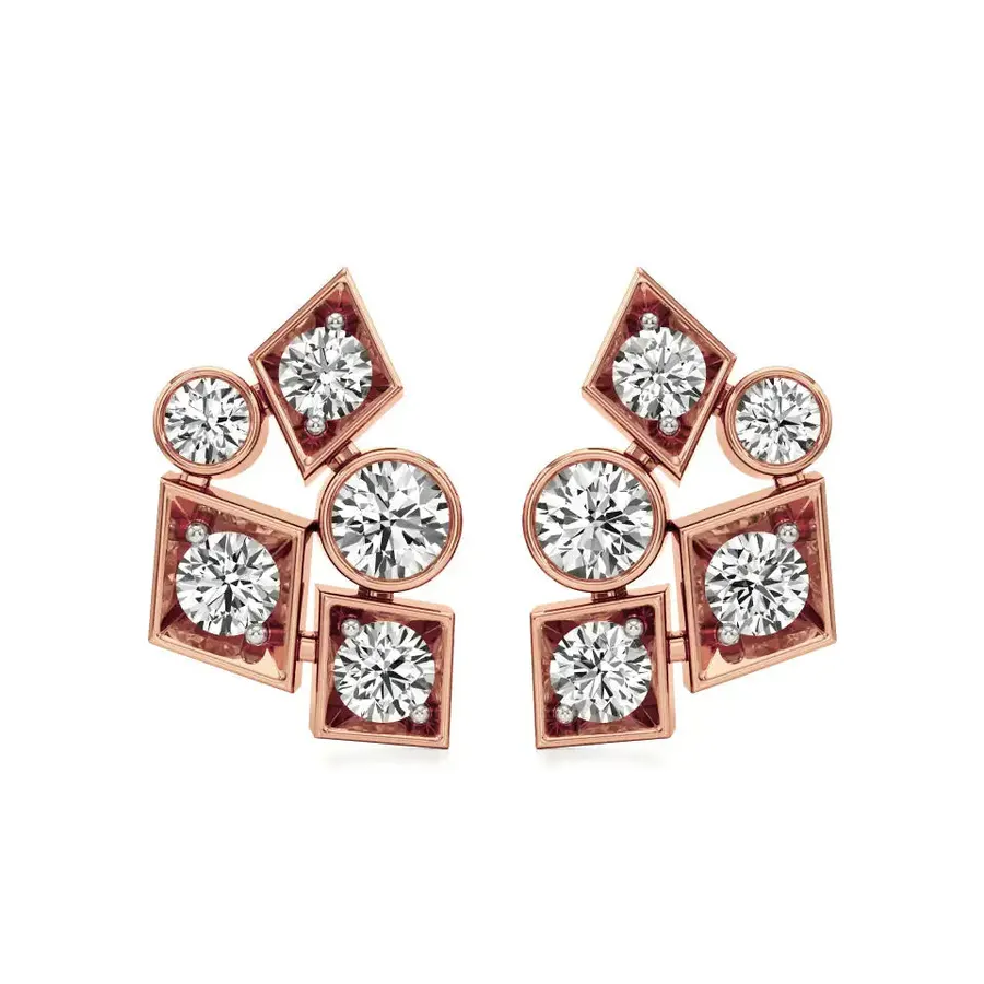 Firn Round Cluster Stud Earrings, 2.15 ct