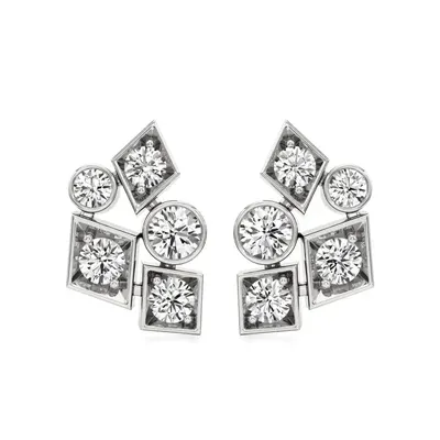 Firn Round Cluster Stud Earrings, 2.15 ct