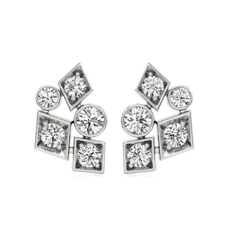 Firn Round Cluster Stud Earrings, 2.15 ct