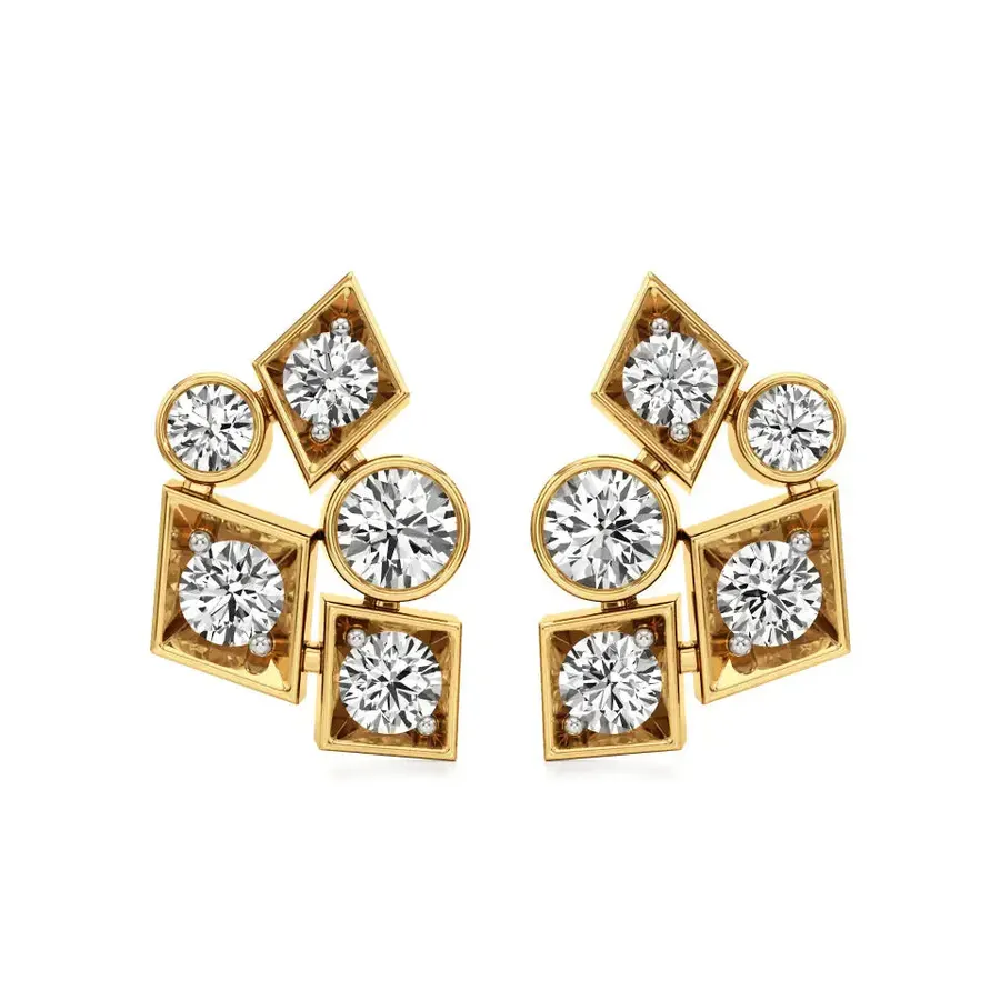 Firn Round Cluster Stud Earrings, 2.15 ct