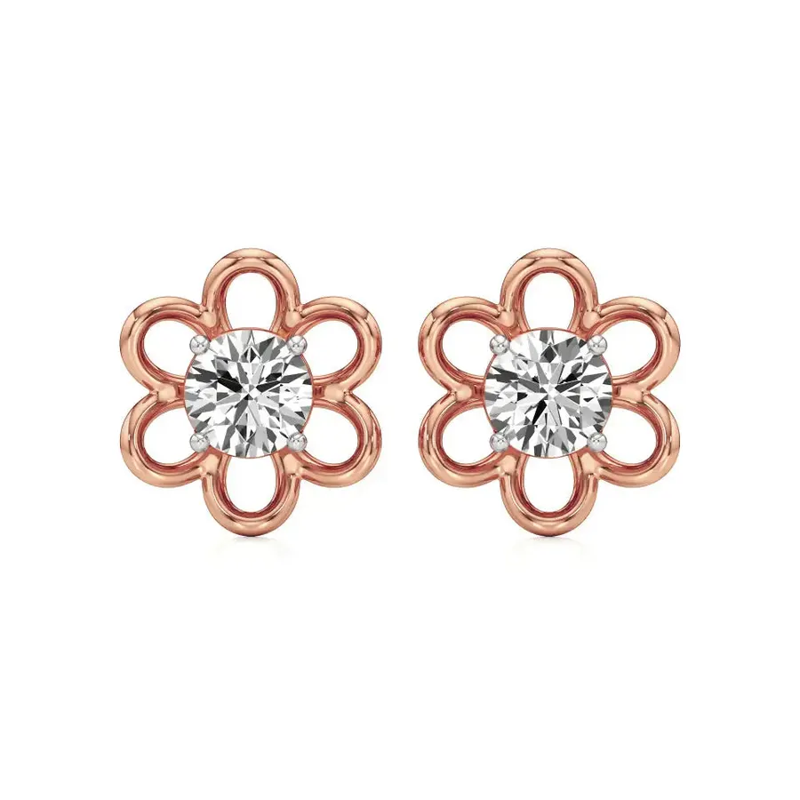 Firn Round Floral Stud Earrings