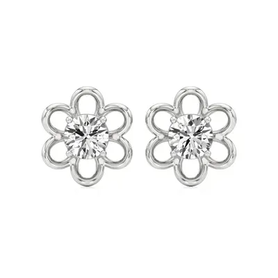 Firn Round Floral Stud Earrings