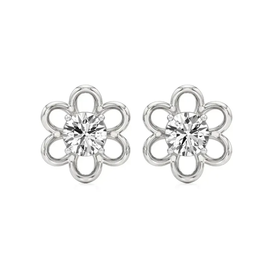 Firn Round Floral Stud Earrings