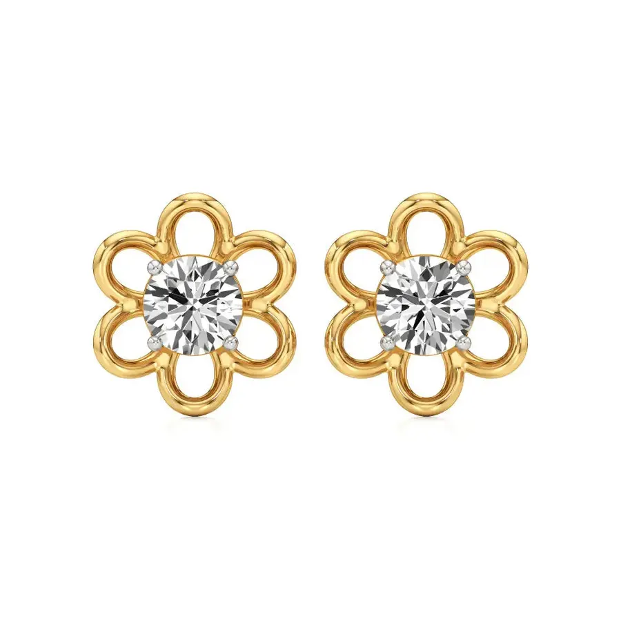 Firn Round Floral Stud Earrings