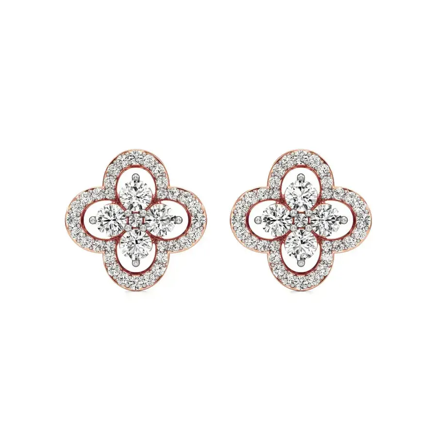 Firn Round Quatrefoil Stud Earrings