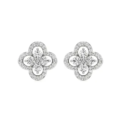 Firn Round Quatrefoil Stud Earrings
