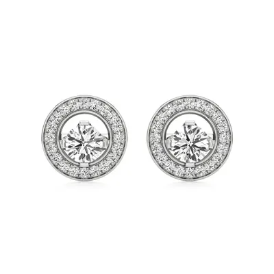 Rime Round Cluster Halo Earrings, 1.4 ct
