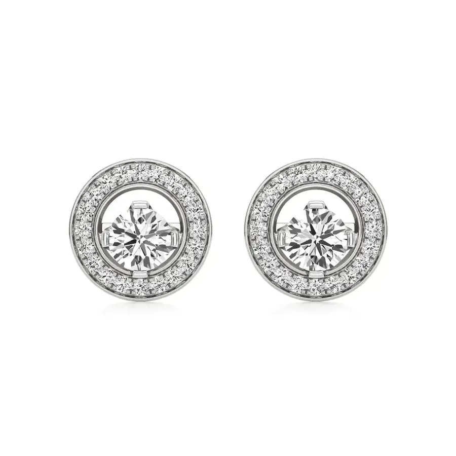 Rime Round Cluster Halo Earrings, 1.4 ct