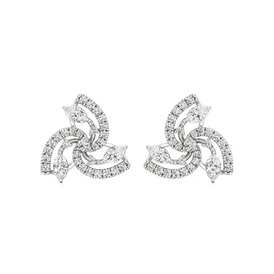 Rime Round Cluster Halo Earrings, 1.16 ct