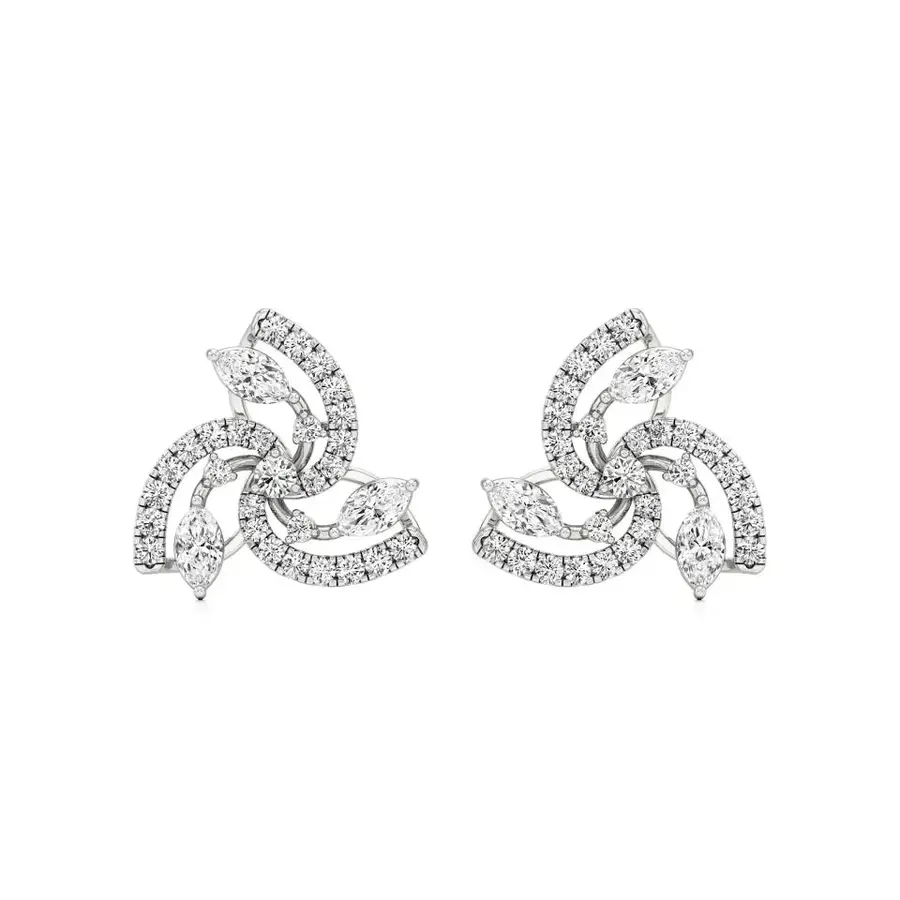 Rime Round Cluster Halo Earrings, 1.16 ct