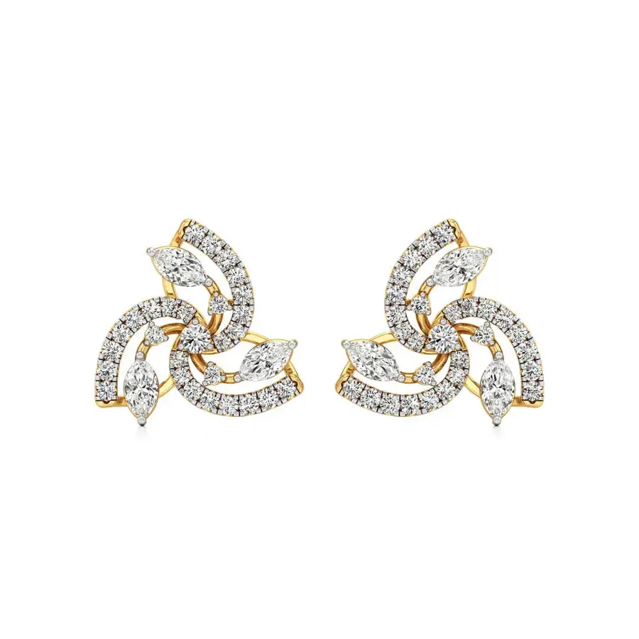 Rime Round Cluster Halo Earrings, 1.16 ct
