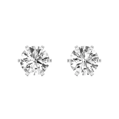 Firn Round Six-Prong Stud Earrings