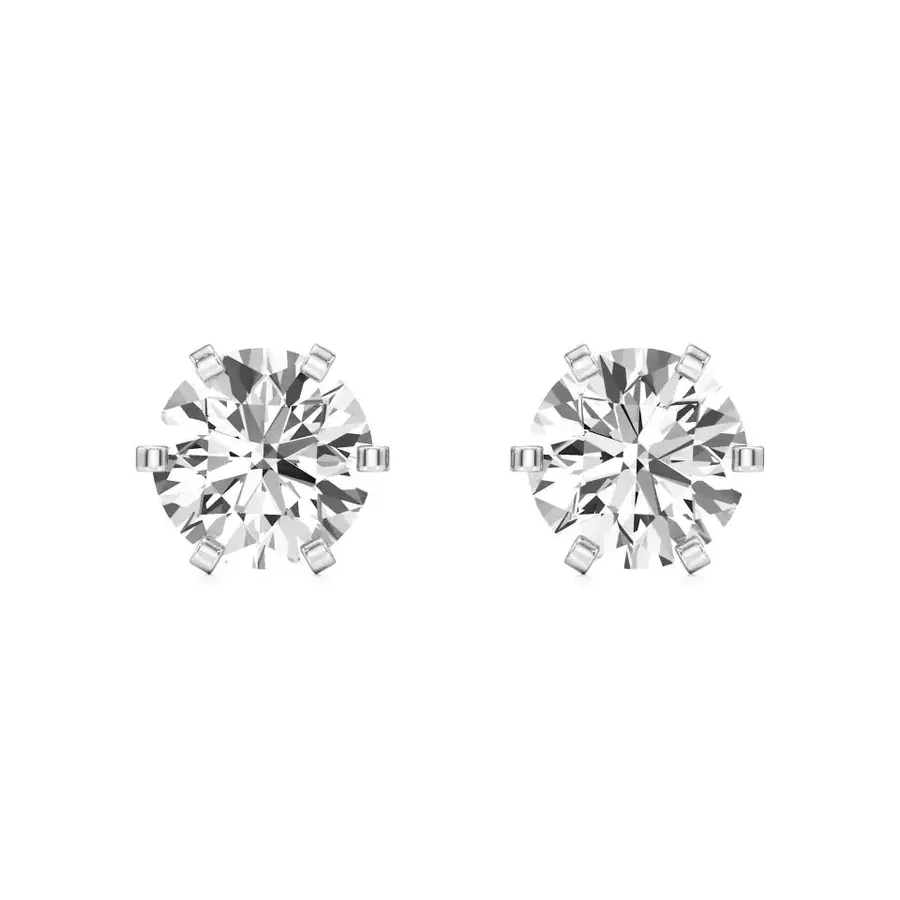 Firn Round Six-Prong Stud Earrings