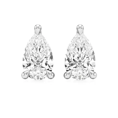 Firn Pear Three-Prong Stud Earrings