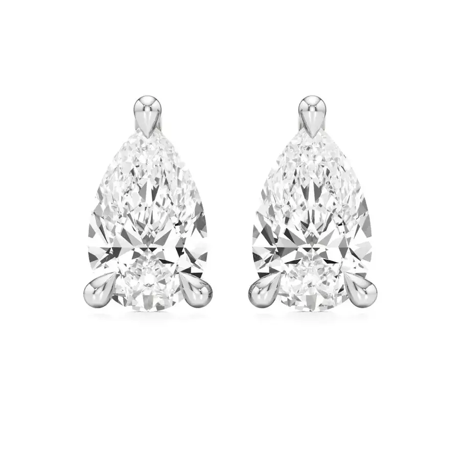 Firn Pear Three-Prong Stud Earrings